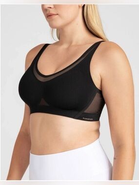 HONEYLOVE Bra 36B/C Crossflex Activity Black Cloudfuse Wireless EUC